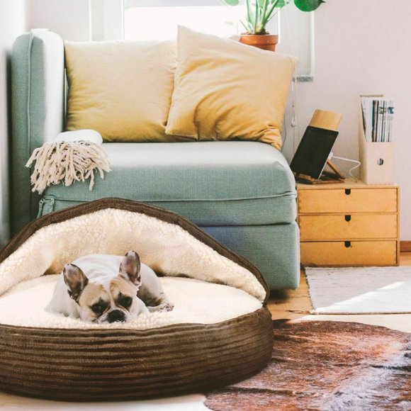 Fleecy Pet Cave Round Soft Bed for Small Dog Cat - Picture 6 of 11